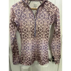 Nike Pro Women Purple Orange Geometric Pixel Quarter Zip Running Top
